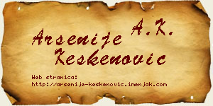 Arsenije Keskenović vizit kartica